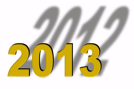 Turn of the year, golden letters, 2013 with shadow 2012