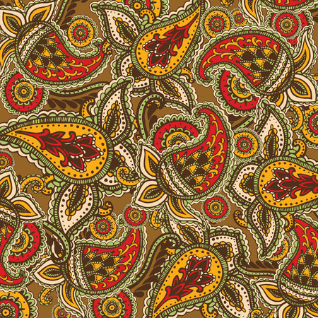 Decorative background Henna Mehndi Abstract Mandala Flowers and Paisley Doodle Illustration Design Elementsのイラスト素材