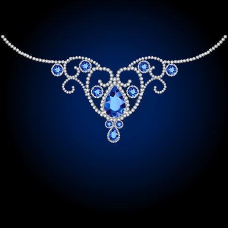 jewellery diamond decoration and sapphire. illustrationのイラスト素材