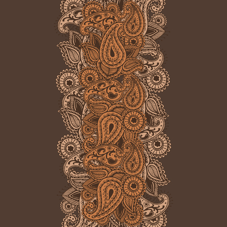 Henna Mehndi Abstract Mandala Flowers and Paisley Doodle Illustration Design Elementsのイラスト素材