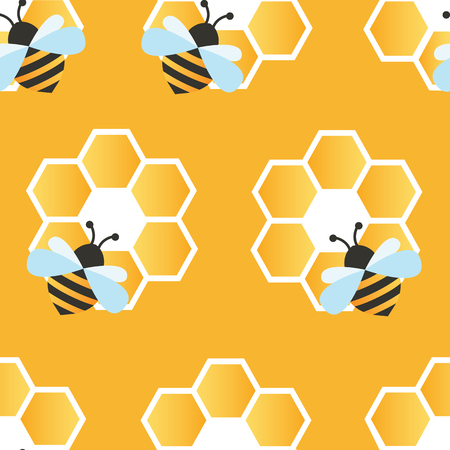 Bee with honey. Seamless pattern. Vector illustration.のイラスト素材