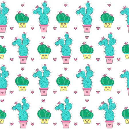 Cactuses seamless pattern. Vector illustrationのイラスト素材