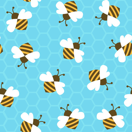 Bee with honey. Seamless pattern. Vector illustration.のイラスト素材