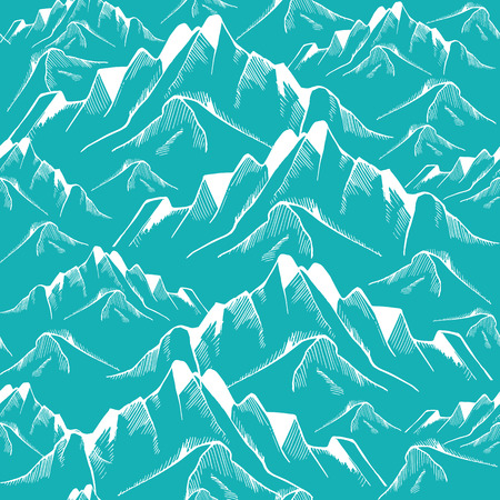Hand drawn mountain seamless pattern. Landscape pattern. Vector illustrationのイラスト素材