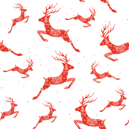 Christmas seamless pattern with deers. Deers The cross stitch. Decorative pattern. illustrationのイラスト素材