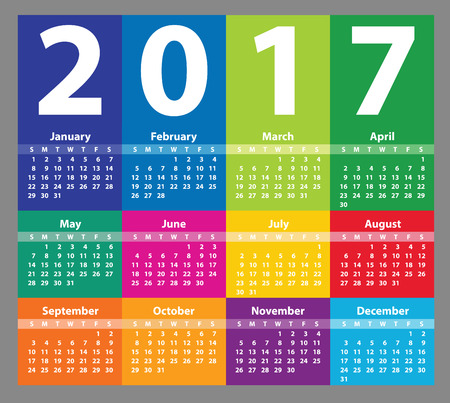 Color Calendar 2017 starting from Sunday. illustrationのイラスト素材