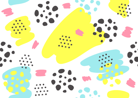 Abstract seamless patterns with black and color dots, spots. Vector illustrationのイラスト素材