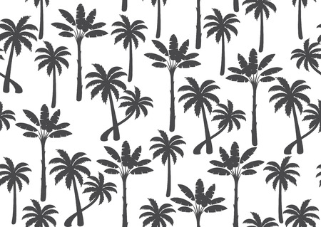 Palm tree seamless pattern on white background. Vector illustration.のイラスト素材