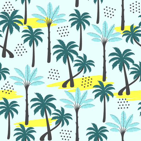Palm tree seamless pattern on light background. Vector illustration.