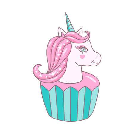 Cute unicorn illustration. Can be used for poster, greeting card, bags, t-shirt.のイラスト素材