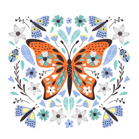 Cute  butterfly for your design. Can de used for t-shirt, cards, bags, banners, posters. Vector illustrationsのイラスト素材