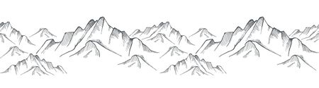 Hand drawn mountain on a white background. Vector illustrationのイラスト素材