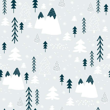 Winter pattern with christmas tree. Vector illustrations