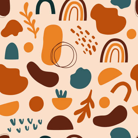 Modern trendy seamless patterns with hand drawn shapes. Vector illustrationsのイラスト素材