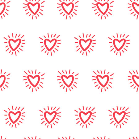 Seamless pattern for Valentine's Day with heart on a white background. Valentine's day, wedding and love concept. Vector illustrationsのイラスト素材