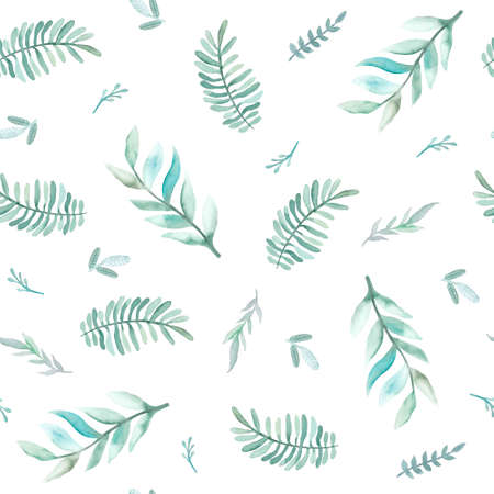 Watercolor seamless pattern with leaves. illustrationsの写真素材