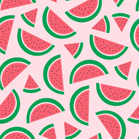 Watermelon on a pink background. Vector illustration