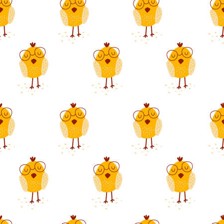 Seamless pattern with yellow chicks. vector illustrationsのイラスト素材