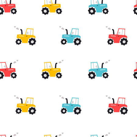 Seamless pattern with building equipment. kids print. Vector hand drawn illustration.のイラスト素材