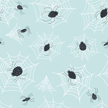 Seamless pattern with cute spiders. vector illustrationsのイラスト素材