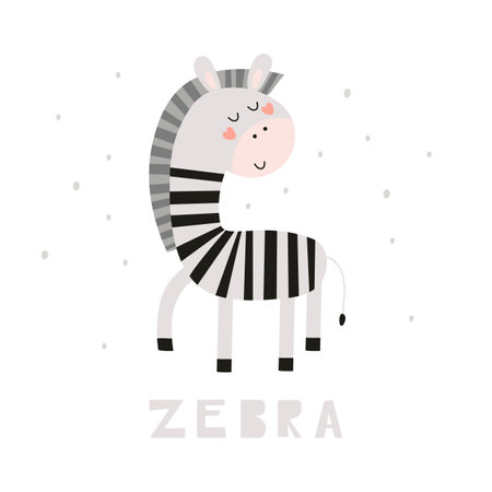 Card with cute zebra. vector illustrationのイラスト素材