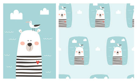 Seamless pattern with a cute bear. vector illustrationのイラスト素材
