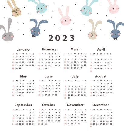 Calendar 2023 starting from Sunday. vectorのイラスト素材