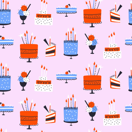 Seamless pattern with birthday elements. vector illustrationsのイラスト素材