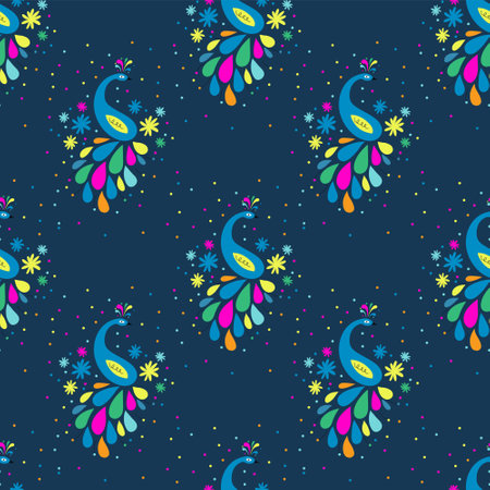 Seamless pattern with peacock. vector illustrationのイラスト素材