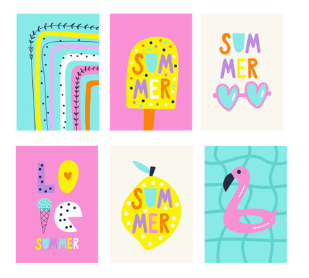 Summer card set design. vector illustrationのイラスト素材