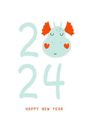 Happy New Year card 2024. Vector illustrationsのイラスト素材