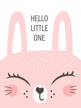 Card with cute rabbit. Vector illustrationのイラスト素材