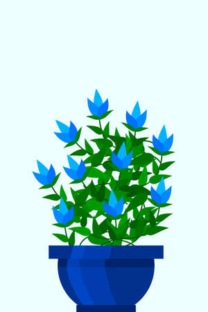 Indoor and outdoor landscape garden potted plants isolated on white. Vector set green plant in pot, illustration of flowerpot bloomのイラスト素材
