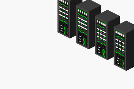 Isometric server equipment. Vector illustration.