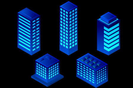 Isometric Future City. Real estate and construction industry concept. Virtual reality. Vector...