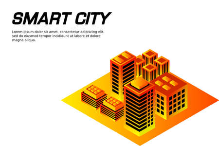 Isometric Future City. Real estate and construction industry concept. Virtual reality. Vector illustration.のイラスト素材