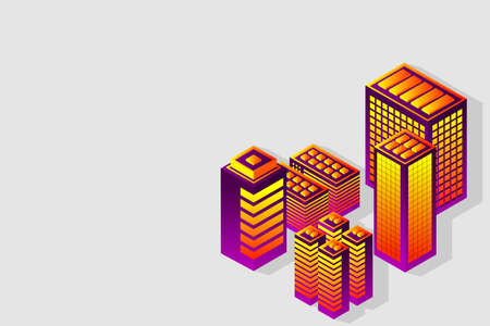 Isometric Future City. Real estate and construction industry concept. Virtual reality. Vector illustration.のイラスト素材