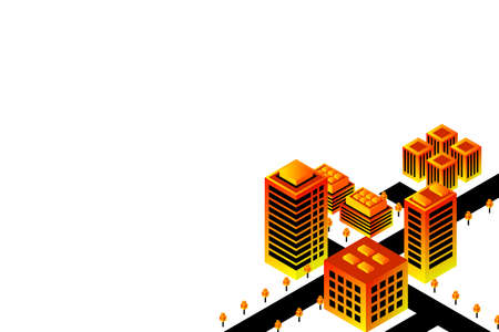 Isometric Future City. Real estate and construction industry concept. Virtual reality. Vector illustration.のイラスト素材