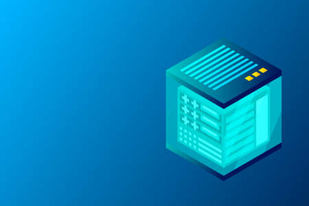 Mainframe, powered server, high technology concept, data center, cloud data storage isometric vector...
