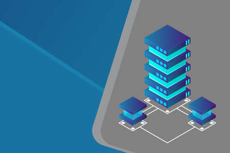 Transfer of user data to the server. Data flow. Data storage. Server. Digital space. Data center....