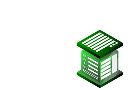 Concept of big data processing energy station of future server room rack data center isometric...