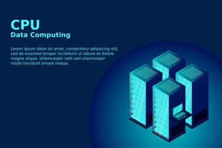 Mainframe, powered server, high technology concept, data center, cloud data storage isometric vector illustration ultraviolet backgroundのイラスト素材