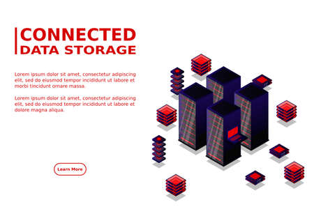 Mainframe, powered server, high technology concept, data center, cloud data storage isometric vector illustration ultraviolet backgroundのイラスト素材
