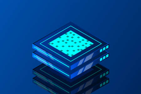 Set of server room icons, data center and database, futuristic data processing, cloud storage...