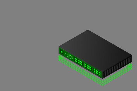 Isometric Switch with Up link Port Vector Illustrationのイラスト素材