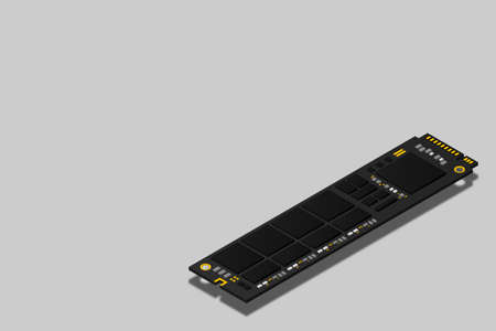 NVME Express M.2 memory realistic 3d isometric illustration, random access memory, personal computer hardware component, custom gaming and workstation accessories, vector illustration.のイラスト素材
