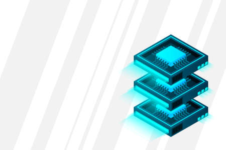 Quantum computer, large data processing, server room, artificial intelligence, data base concept,...