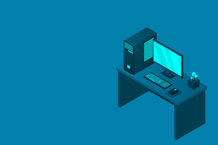 Isometric personal computer. Illustration suitable for advertising and promotion