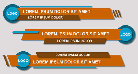 Set futuristic lower thirds set template vector. Template layout design banner for bar Headline news title. Modern design style. Vector illustrationのイラスト素材