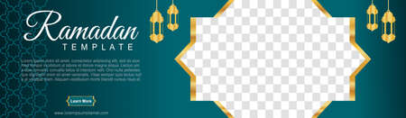 set of ramadan web banners of standard size with a place for photos. Ramadan template design. vector illustrationのイラスト素材